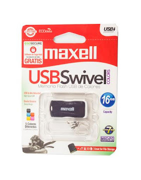 MEMORIA USB MAXELL   SWIVEL COLORS BLACK 16GB X1UND. 