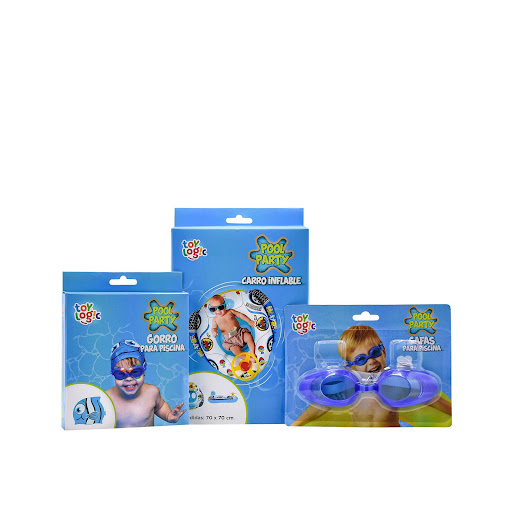 Kit De Natación Gorro + Gafas+ Carro Flotador De Niño Toy Logic Caja x  Gorro de natación ajustable Silicona de alta resistencia para estirar a cualquier tamaño Disfruta días enteros de piscina sin miedo a maltratar el cabello con los químicos Diseño creativo y gracioso m