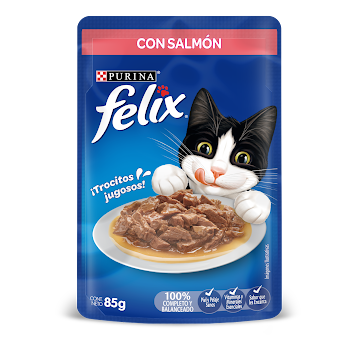 Alimento Para Mascotas Gatos Felix Sensaciones De Salmón y Pavo En Salsa x 85 gr  