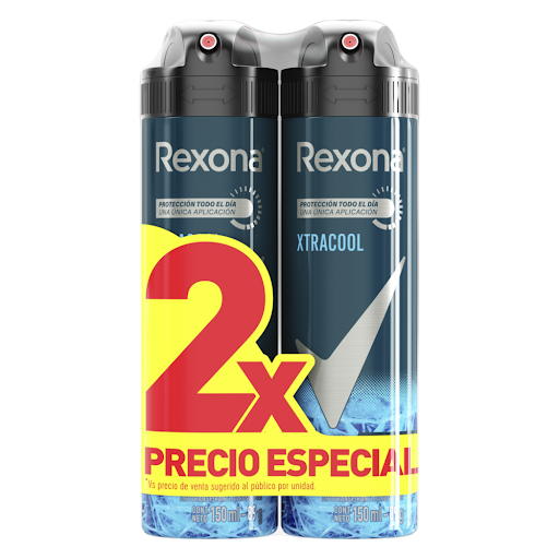 Desodorante Hombre Rexona Aerosol Xtracool 150 ml Pack X 2 und