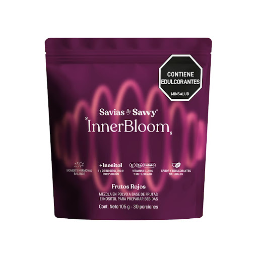 Alimento en Polvo Innerbloom Savvy con Inositol Frutos Rojos Bolsa x 105 gr