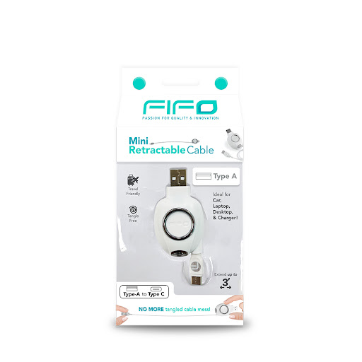 Mini Cargador Fifo Para Carro Retractil Cable Usb a Tipo C x 1 und