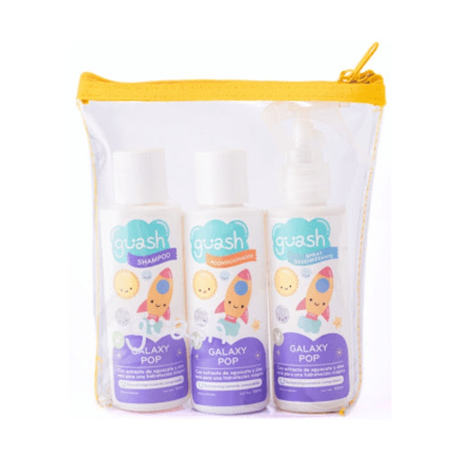 Kit Viajero Guash Galaxy Pop Shampoo Acondicionador y Spray Desenredante Estuche x 3 und