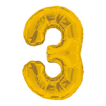 Globo Sempertex Metálico Numero 3 Dorado x 1 und  