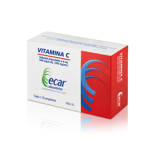 Vitamina C Inyectable   500 mg/5ml Ecar Caja x 10 Ampollas