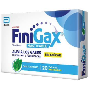 Finigax Masticable Sabor Menta Simeticona 125 mg Abbott Caja x 20 Tabletas  