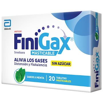 Finigax Masticable Sabor Menta Simeticona 125 mg Abbott Caja x 20 Tabletas  