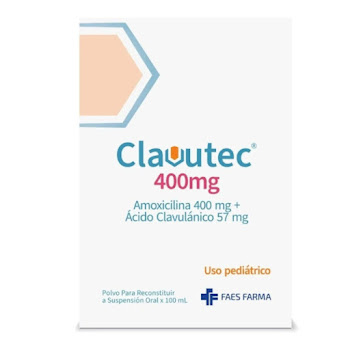 Clavutec Pediátrico Amoxicilina + Acido Clavulánica 400mg/57mg Faes Farma Suspensión Caja x 100 ml  