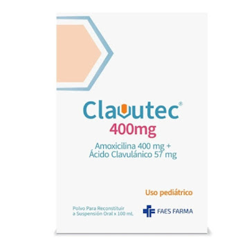 Clavutec Pediátrico   Amoxicilina 400mg + Acido Clavulánica 57mg Faes Farma Suspensión Oral  