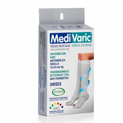 Medias Medivaric Unisex Antiembolica 18-23 Rodilla Blanco Talla L