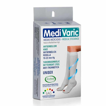 Medias Medivaric Unisex Antiembolica 18-23 Rodilla Blanco Talla L  
