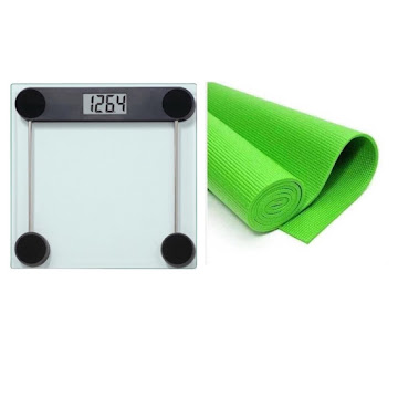 Solo Online Bascula Extragrande   Plataforma Vidrio Templado 6mm + Colchoneta Yoga Color Verde 