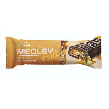 Barra Granola Medley   Niveen Hojuelas Frutos Tropicales Cubierta de Chocolate x 1 und  