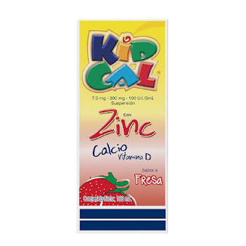 Kidcal Fresa Calcio + Vitamina D3 + Zinc 300mg/100u.i/7.5mg Farma de Colombia Frasco x 180 ml  
