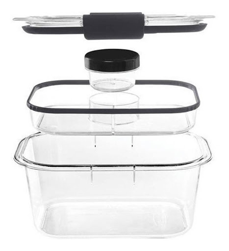 Envase Para Ensalada Brilliance Rubbermaid RUBBERMAID Caja x 1 DESCRIPCIÓN DEL PRODUCTOGracias a su sello hermético y pestillos seguros, se garantiza que este recipiente de almacenamiento para almuerzos y ensaladas Rubbermaid® Brilliance™ no tendrá fugas, lo que 