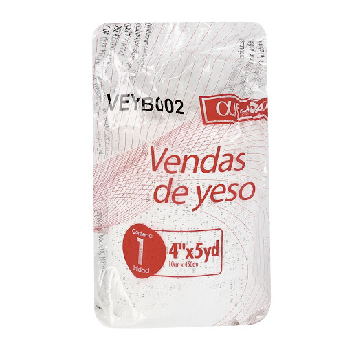 VENDA YESO 4X5 INTECMA  x 1 Esta venda de yeso está diseñada para inmovilización de partes corporales en casos de fisuras, heridas o fracturas. Su peso ligero y alta resistencia la hacen ideal para uso médico. Tiene un tiempo de