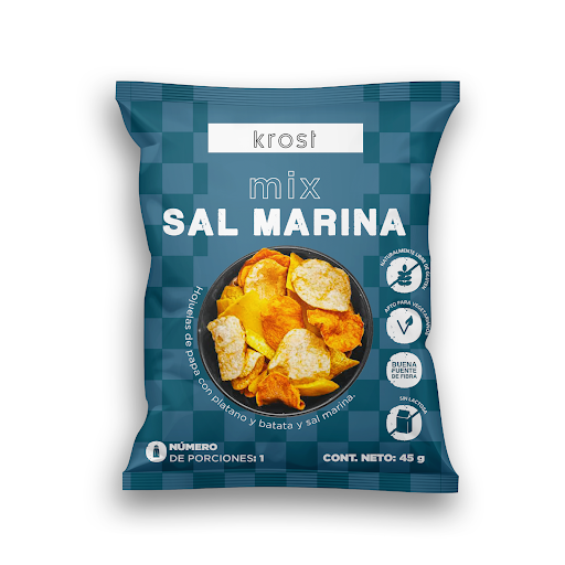 Pasabocas Krost Papa,   Batata y Plátano Sal Marina Paquete x 45 gr
