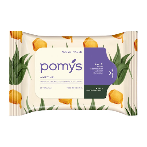 Toallitas Desmaquilladoras Pomys Aloe y Miel Paquete x 28 und