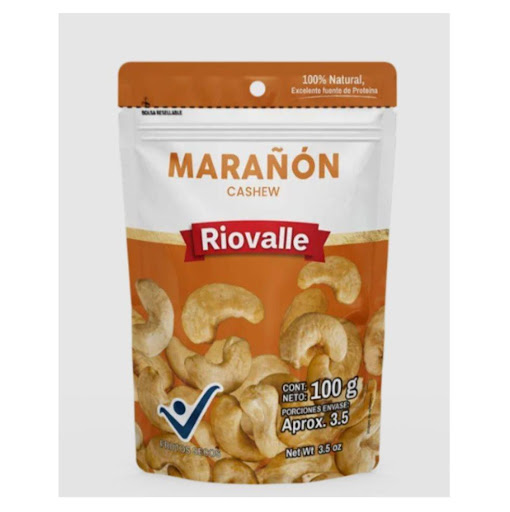 Frutos Secos Riovalle Marañon Megamarket Bolsas Doypack x 1 Frutos Secos RIOVALLE Marañón X 100 Gr, nueces seleccionadas, crocantes y listas para consumir. Snack práctico y energético, ideal para cualquier momento del día o para complementar recetas. RIOVALLE 