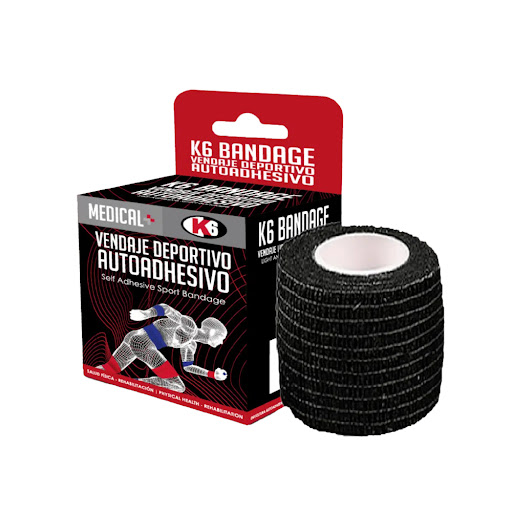 Vendaje Deportivo K6 Autoadhesivo 5cm x 4.5mt Color Negro x 1 und
