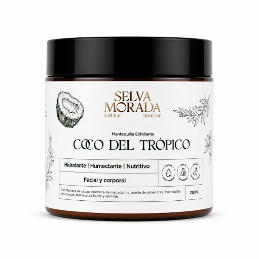 Mantequilla Coco del Trópico SELVA MORADA 210 GR x 210 GR Nutre e hidrata profundamente tu piel con mantecas de cacao, karité y copoazú. Su textura cremosa deja la piel suave, luminosa y delicadamente perfumada durante todo el día.