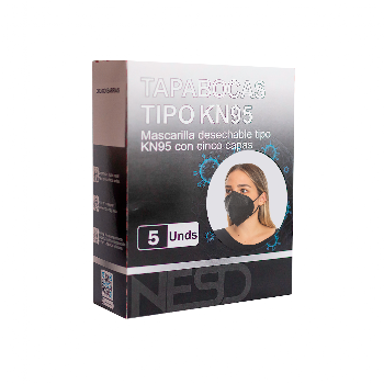 Tapabocas Nesd Tipo KN95 Negro x 5 und  