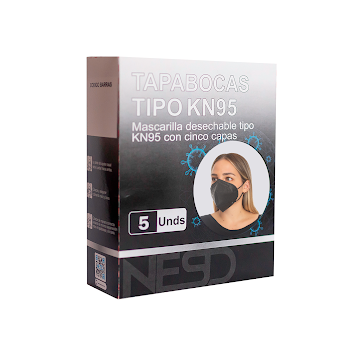 Tapabocas Nesd Tipo KN95 Negro x 5 und  