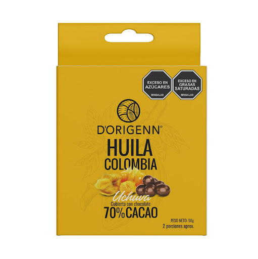 GRAGEA DORIGENN UCHUVA 50 GRM D-ORIGENN CAJA x 1 Frutos secos deshidratados cubiertos con chocolate premium de origen. Chocolate elaborado con cacao de origen fino y único de las regiones productoras de Colombia.