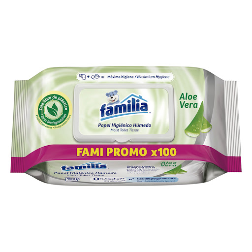 Papel Higiénico Húmedo Aloe Vera Familia Paquete x 100 und