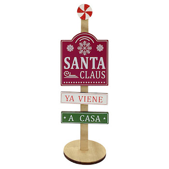 Letrero Navideño Santa Rojo en Madera x 1 und   