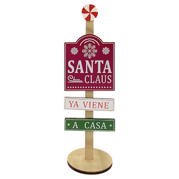 Letrero Navideño Santa Rojo en Madera x 1 und   