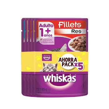 Alimento Húmedo Para   Gato Adulto Whiskas Res x 5 und 