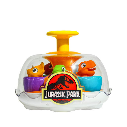 Set Empujar y Gira Huevos de Dinosaurios Jurassic World Jurassic World Caja x 1 Divertido juego en el que tu peque tendrá que casar los colores de la cáscara de los huevos, colocarlos en la incubadora y al apretar el pulsador para girar, los huevos se esparcirán en todas las dire
