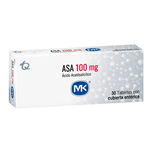 Asa Acido   Acetilsalicilico 100mg Mk Caja x 30 Tabletas