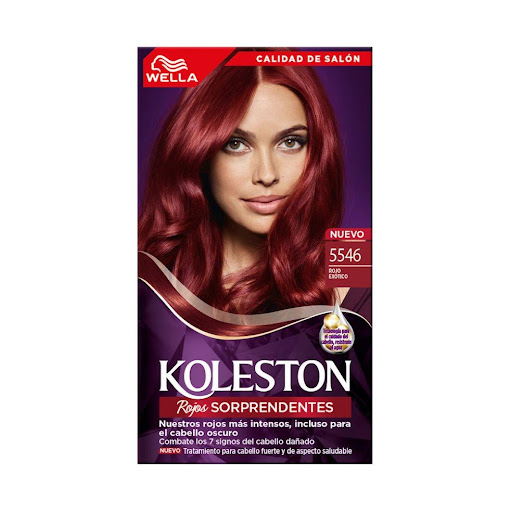 Tintura Wella Koleston Tono 5546 Rojo Exótico Koleston Caja x 1 Tinte Wella Koleston 5546 Rojo Exótico con color vibrante, cobertura total de canas y brillo intenso para un look audaz.