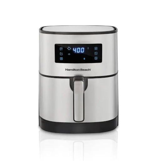 Freidora De Aire Hamilton Beach 5.8 Litros 35075 Hamilton Beach Caja x 1 Disfruta de comidas más saludables y crujientes con poco o nada de aceite gracias a la freidora de aire digital Hamilton Beach®. Con una capacidad de 4.9 a 5.8 litros, es perfecta para preparar porcio