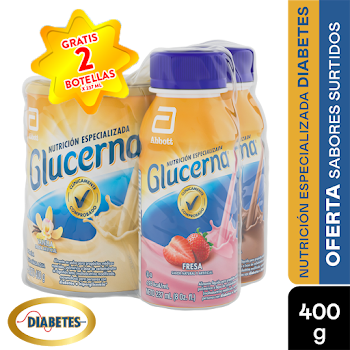 OFT GLUCERNA VAINILLA   400GR GRATIS GLUCERNA FRESA+GLUCERNA CHOCOLATE 