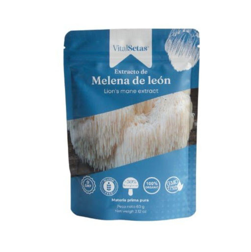 Extracto de Melena de León VitalSetas VitalSetas Polvo x 60 gr Nuestro extracto de Melena de León es un producto premium que concentra lo mejor de la seta, con un porcentaje de betaglucanos superior al 30%. Totalmente orgánico, 100% cuerpo fructífero de la seta, 