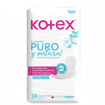 Toallas Higiénicas Kotex   Puro y Natural x 24 Und  