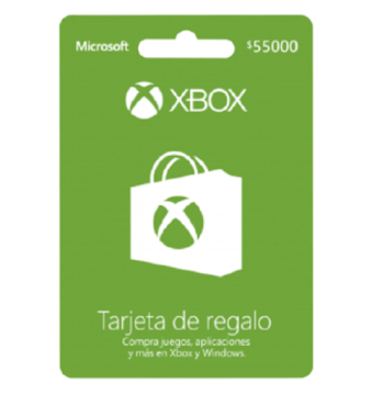 Tarjeta Recarga Microsoft Xbox Live $55000   