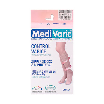 Medias Medivaric Unisex Cremallera 15-20 Beige Talla S  
