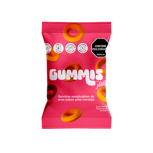 Gomitas Gummis Sin Azúcar Sabor Piña Naranja x 30 gr