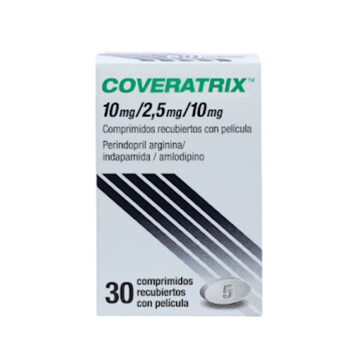 Perinodopril + Indapamida + Amlodipino 10mg/2.5mg/10mg Coveratrix Servier Caja x 30 Comprimidos