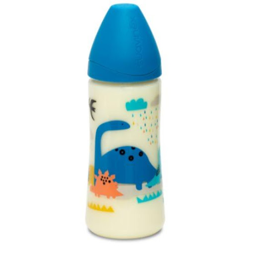 Biberon The Dinos 360 ml Azul Suavinex Caja x 1 Diversión y comodidad en cada toma. El Biberón The Dinos 360 ml de Suavinex, con su diseño colorido y lleno de simpáticos dinosaurios, es perfecto para bebés en crecimiento que necesitan tomas más gra