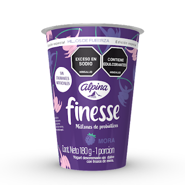 Yogurt Alpina Finesse   Mora Hilos de Fuerza x 180 gr  