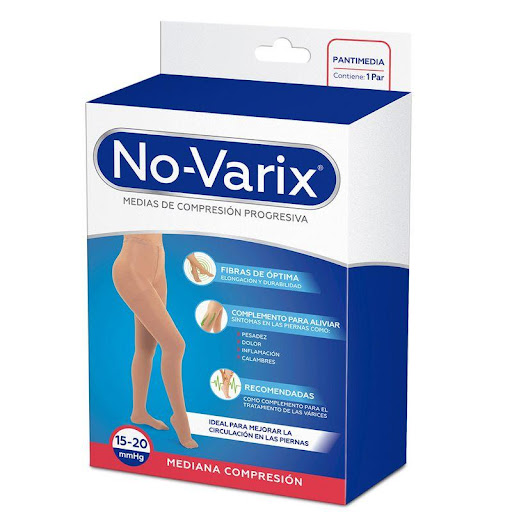 Pantimedia No-Varix 15-20 mmHg fibras 4G beige XL No- Varix  x 1 Estas medias son ideales para combinar con prendas ejecutivas y formales, son estéticas y elegantes, con apariencia velada y transparente. Ideales para usar si realizas labores donde permaneces mucho 