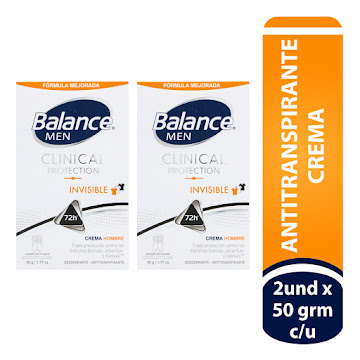 Desodorante Balance Clinical Crema Invisible Men 50 gr x 2 und undefined
