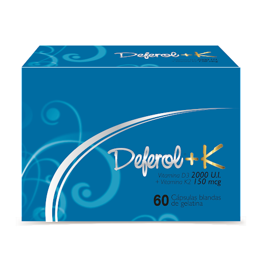 Deferol + K Vitamina D3 + Vitamina K2 2000U.I/150mcg Procaps Caja x 60 Cápsulas Blandas