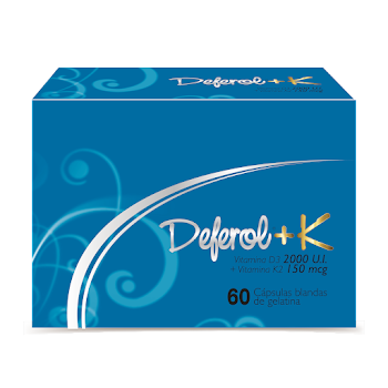 Deferol + K Vitamina D3 + Vitamina K2 2000U.I/150mcg Procaps Caja x 60 Cápsulas Blandas  