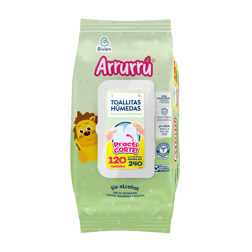 Toallitas Húmedas Arrurrú Aloe & Manzanilla Practicorte x 120Und